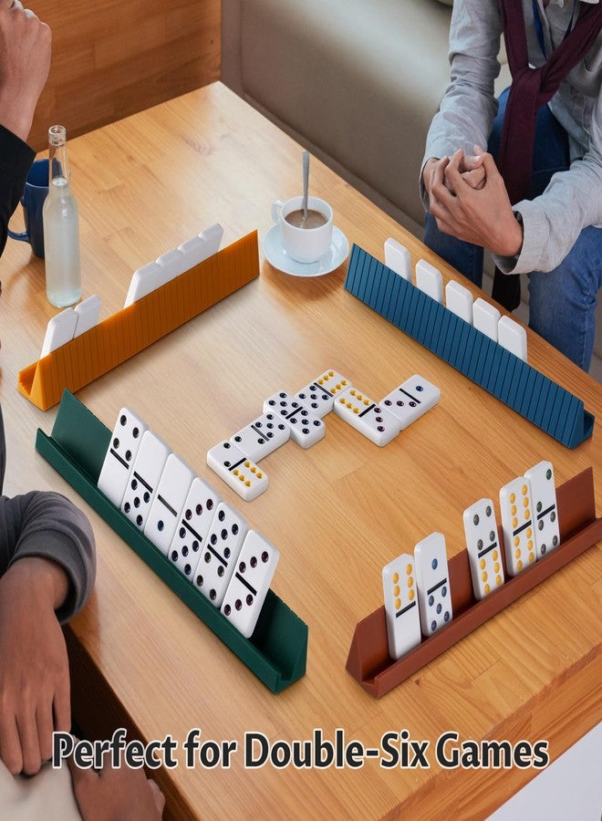 NiToy Double 6 Dominos Set for Adults with 28 Tiles 2x1x0.28 Inches & 4 Silicone Domino Racks 10x1.18x1.18 Inches, Classic Board Games with Portable Case for Family Game Nights & Travel - Image 3